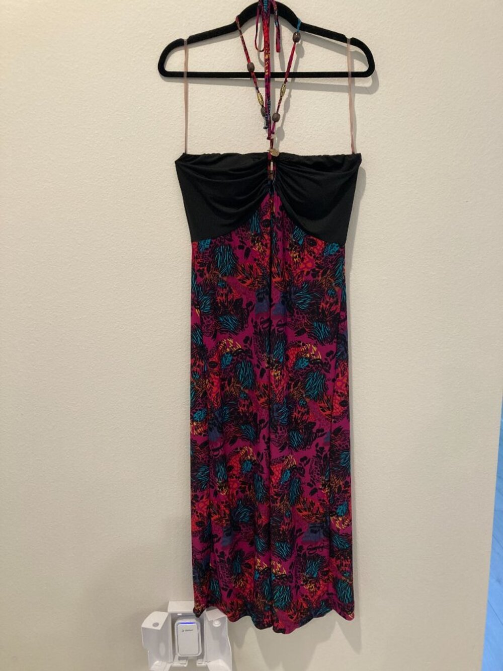 Southpole Purple Blue Abstract Print Halter Maxi Dress L